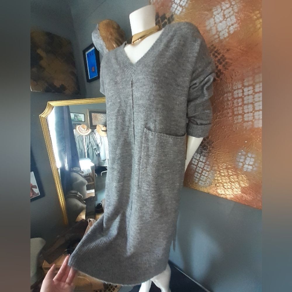 Nwt Dreamers Gray V-Neck Sweater Dress